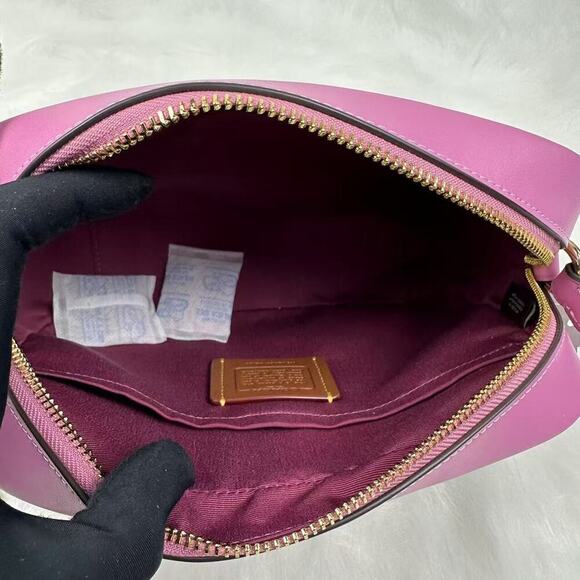 COACH Jamie Camera Crossbody Bag In Signature Canvas/Leather Tan/Fuchsia CZ186 - Picture 7 of 10